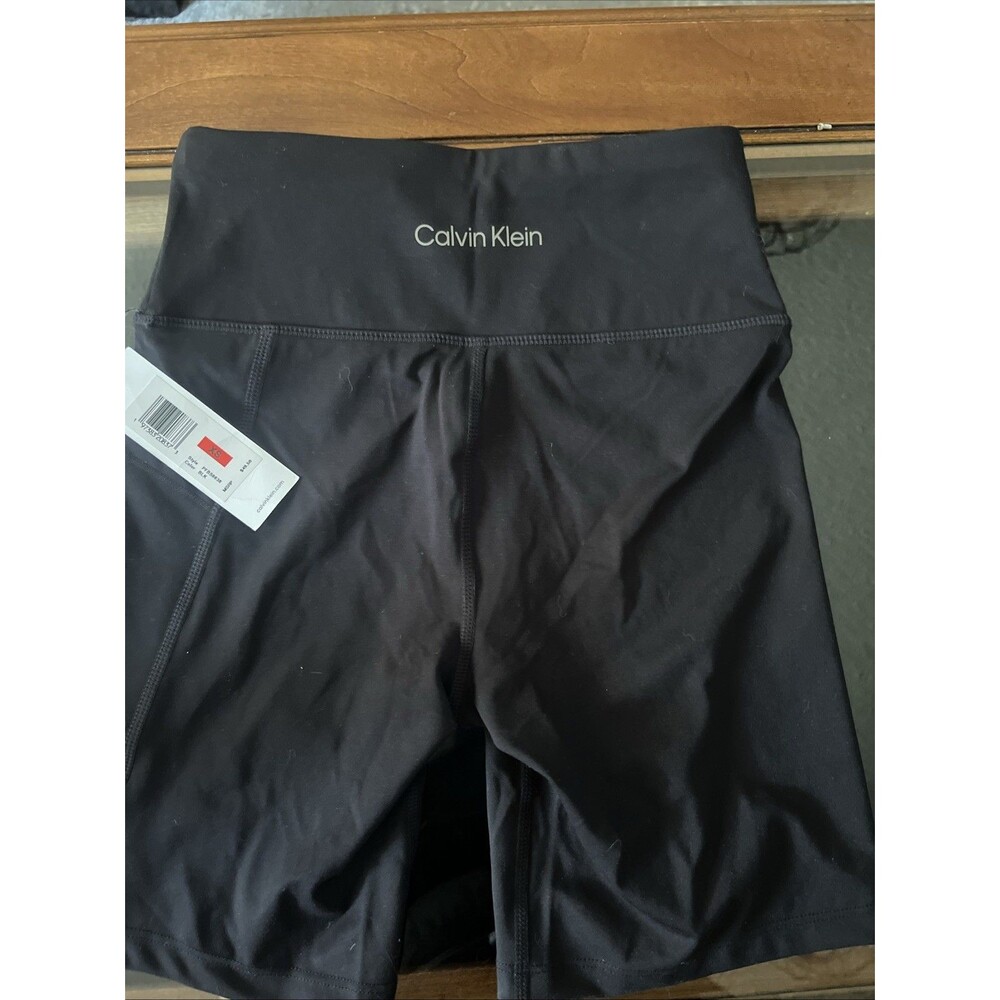 CALVIN KLEIN Performance Stretch Wick Black Biker Shorts Women’s Sz XS NWT - Picture 5 of 6